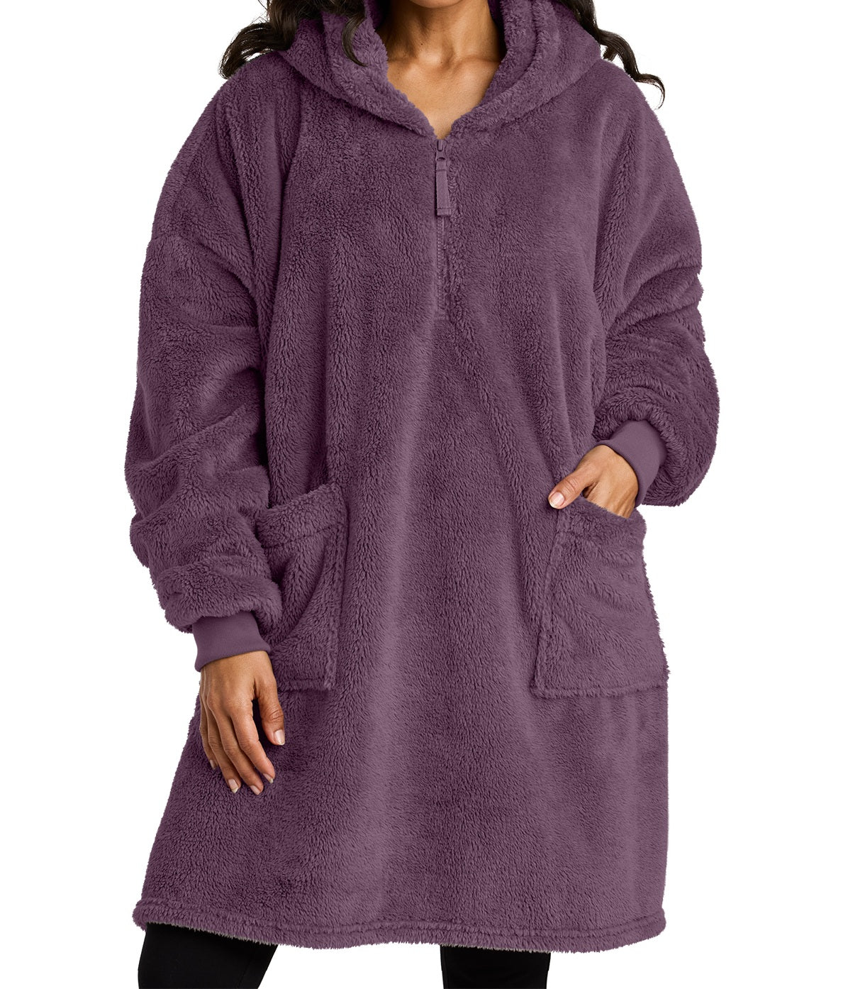 Ultra-Soft Fleece Poncho Hoodie – Oversized Lounge Wear with Hood & Pockets for Adults, Warm Pullover