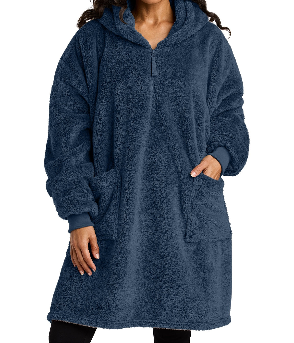 Ultra-Soft Fleece Poncho Hoodie – Oversized Lounge Wear with Hood & Pockets for Adults, Warm Pullover