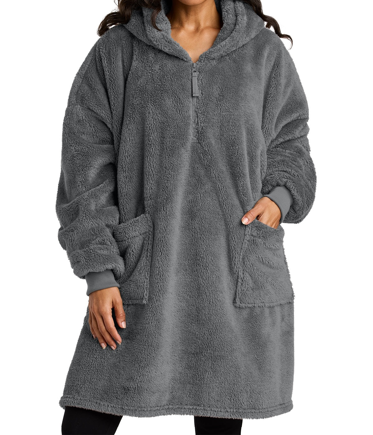 Ultra-Soft Fleece Poncho Hoodie – Oversized Lounge Wear with Hood & Pockets for Adults, Warm Pullover