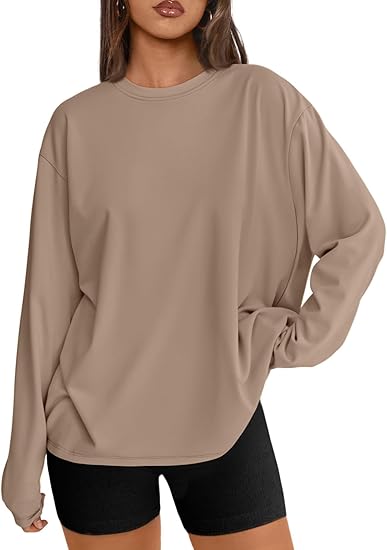 Oversized Crewneck Sweater -Effortless Luxe Oversized Crewneck — Relaxed Long Sleeve Tee for Women