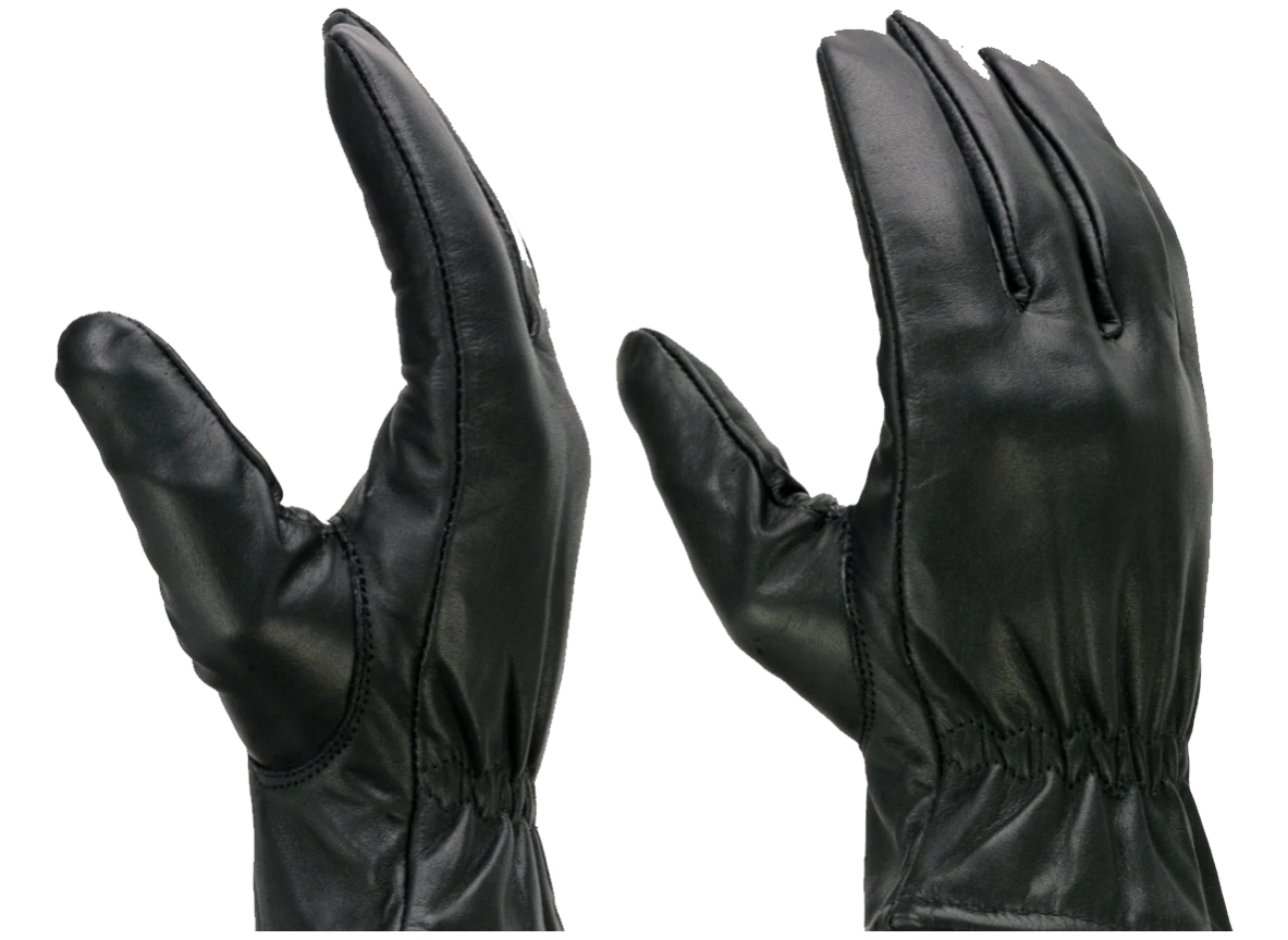 Neorom Premium Black Leather Motorcycle Gloves – Thermal Lined with Secure Cinch Wrist – Durable Cowhide Full-Finger Riding Gloves for Men