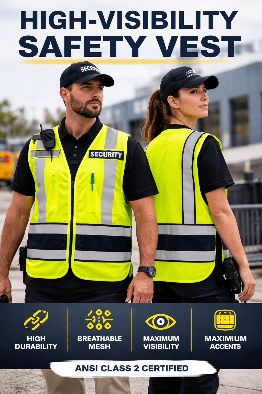 High Visibility Safety Vest for Men – ANSI Class 2 Level 2 Certified, Reflective vest with Pockets, Mic Holder - Neorom - Neorom
