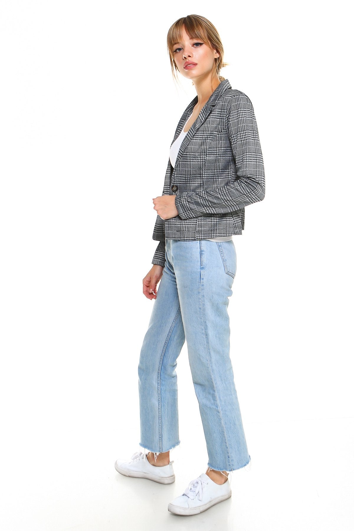 Point Plaid Blazer - Neorom - Indigo Arrowwood