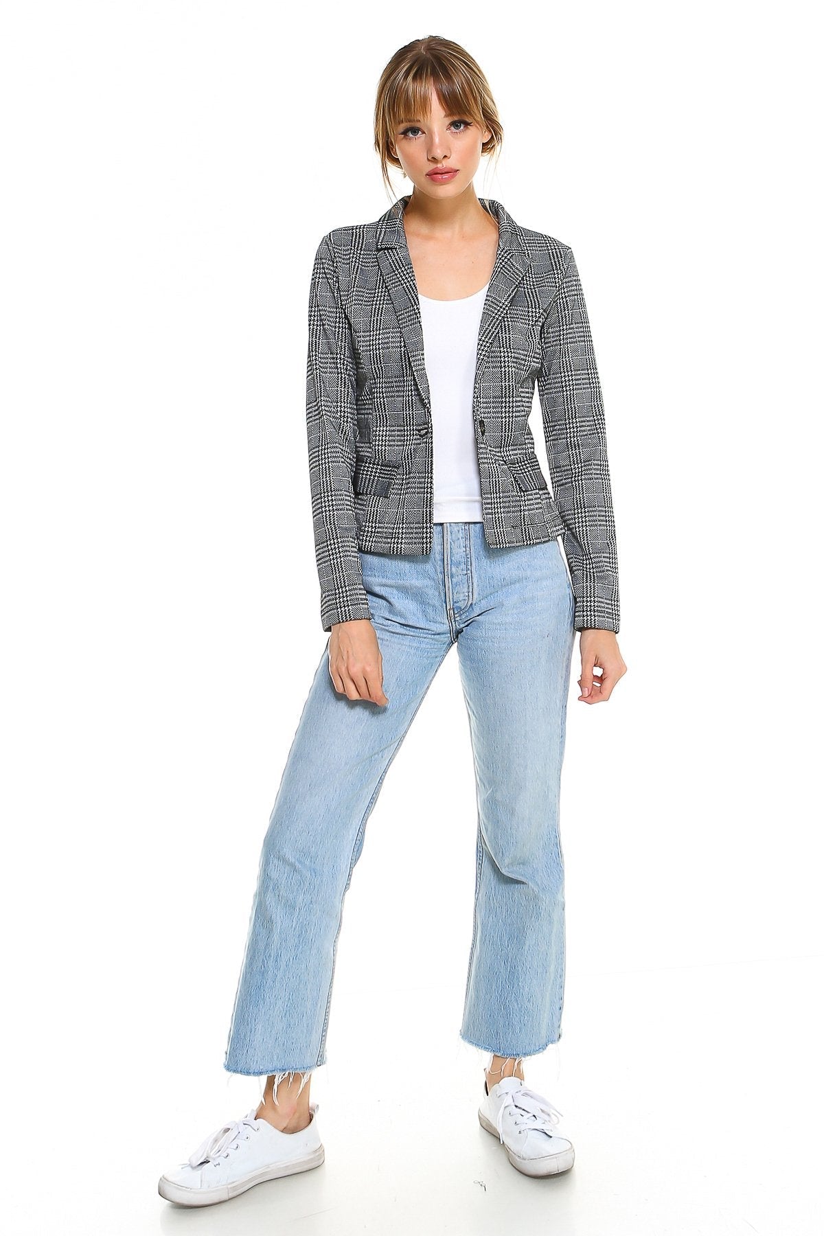Point Plaid Blazer - Neorom - Indigo Arrowwood