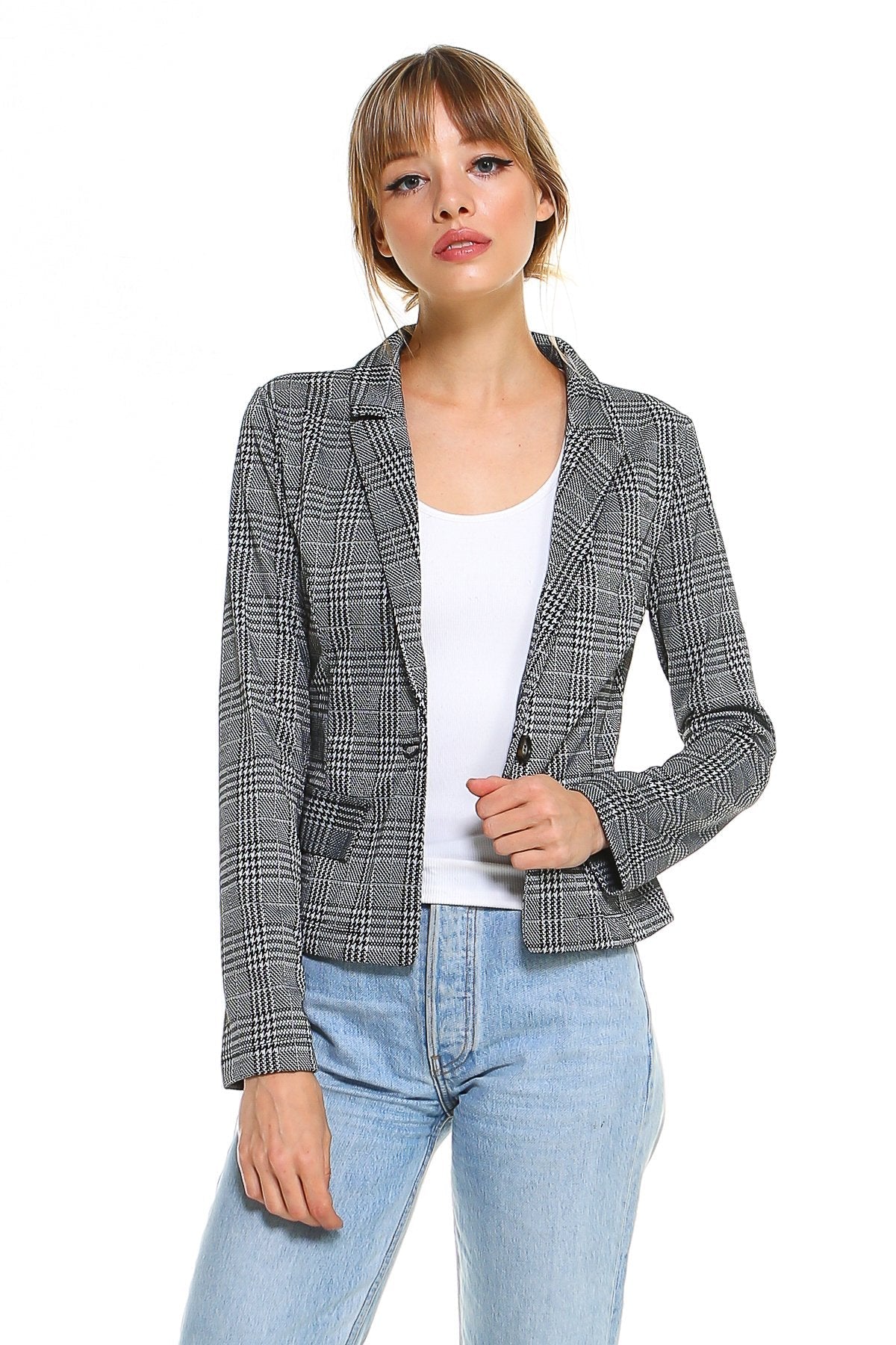 Point Plaid Blazer - Neorom - Indigo Arrowwood
