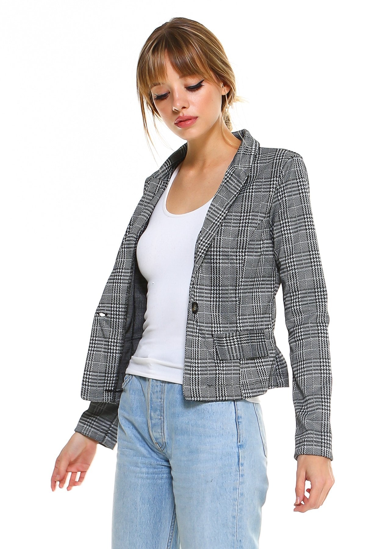 Point Plaid Blazer - Neorom - Indigo Arrowwood