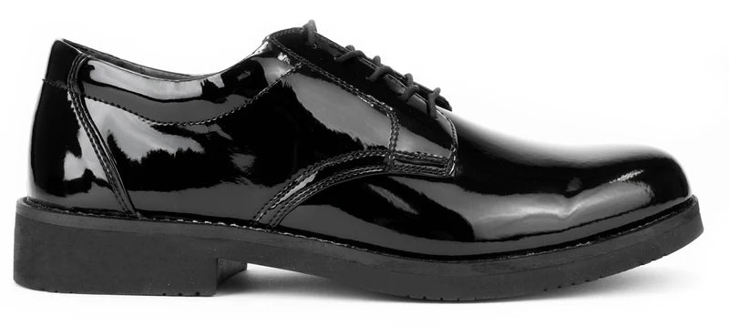 Men’s Hi-Gloss Oxford Dress Shoes – Slip-Resistant PU Sole, Cushioned Interior, High-Shine Formal Duty Shoes for Security & Uniform Wear