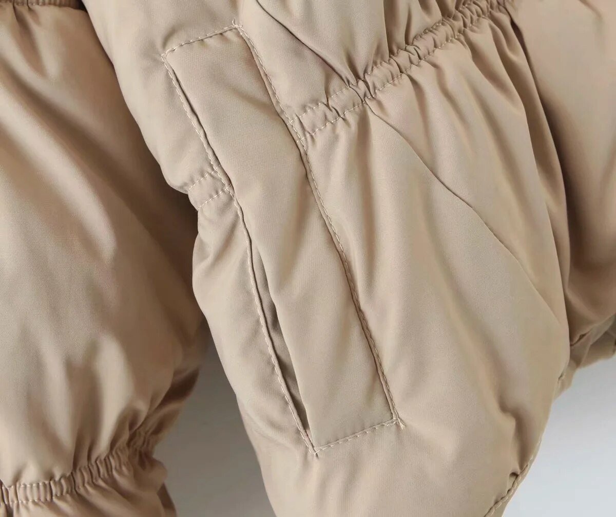 Women Parkas Solid Standard Collar Zipper Jacket Winter - Neorom - Magenta Angel