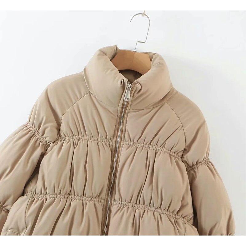 Women Parkas Solid Standard Collar Zipper Jacket Winter - Neorom - Magenta Angel