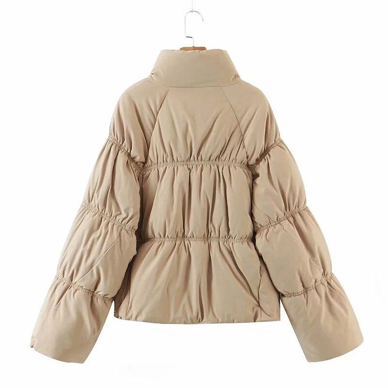 Women Parkas Solid Standard Collar Zipper Jacket Winter - Neorom - Magenta Angel