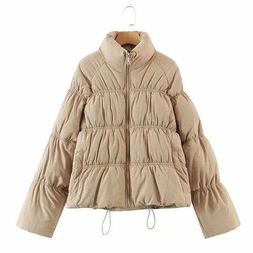 Women Parkas Solid Standard Collar Zipper Jacket Winter - Neorom - Magenta Angel